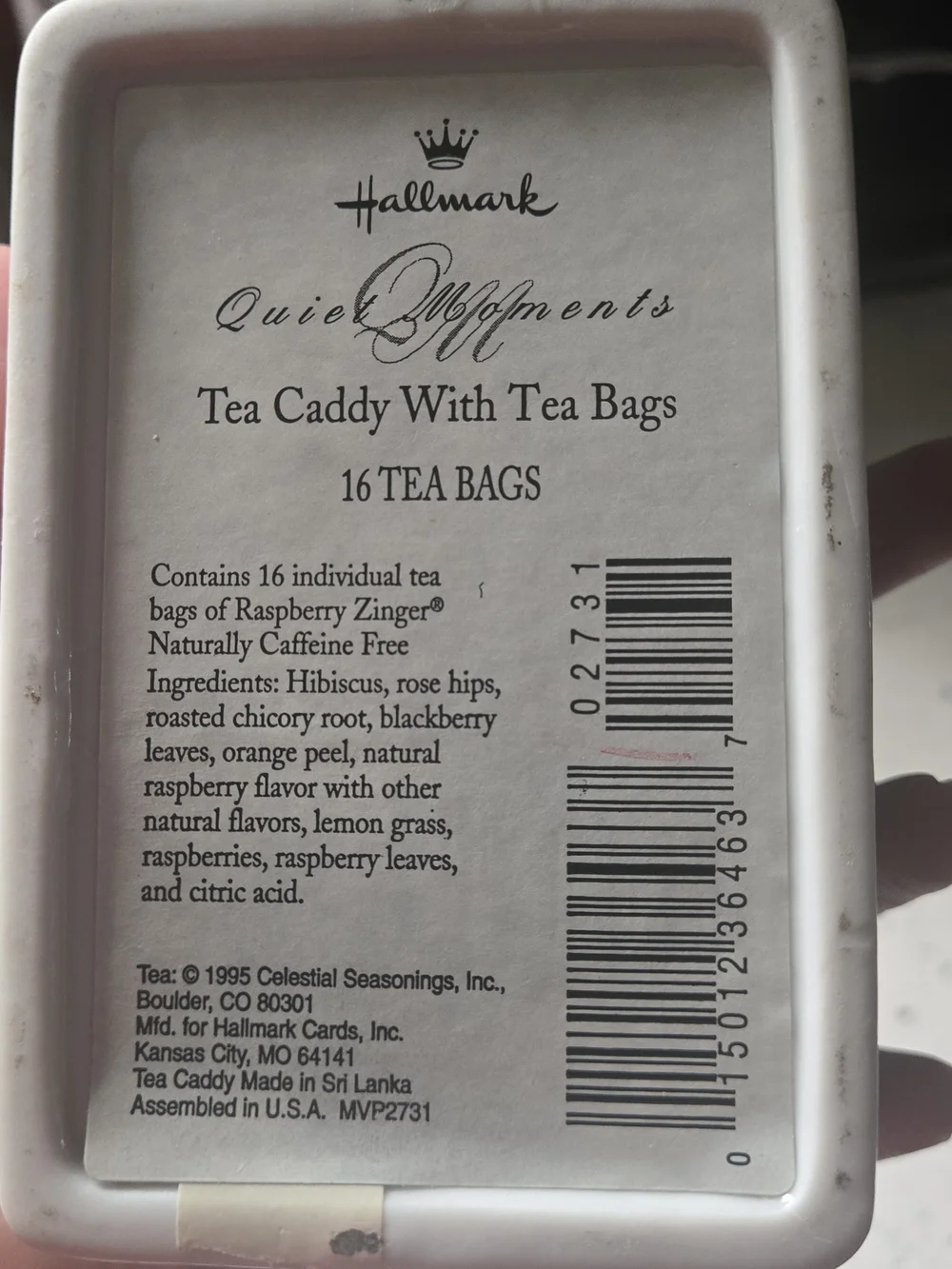 Vintage 1995 Hallmark Quick Moments Tea Ceramic Floral Design Caddy